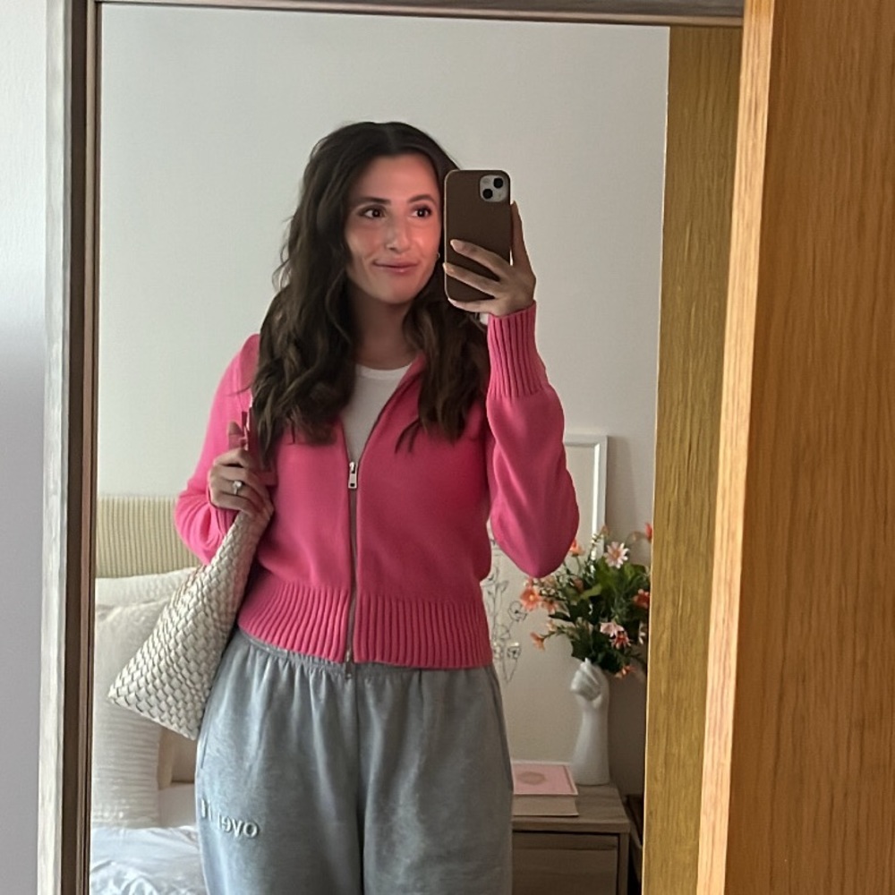 Pink zip up cardigan
